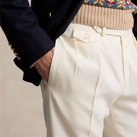 Barathea Pleated Wool Formal Trousers