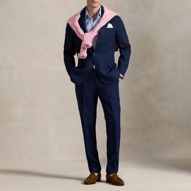 Textured Slub Linen Suit Trousers