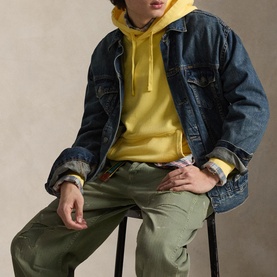 Loopback Logo Fleece Drawstring Hoodie