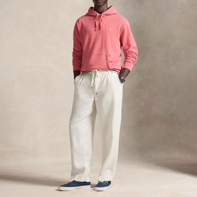 Loopback Logo Fleece Drawstring Hoodie