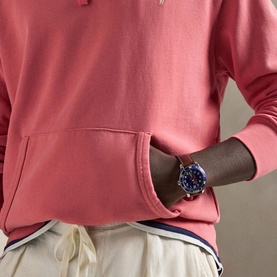 Loopback Logo Fleece Drawstring Hoodie