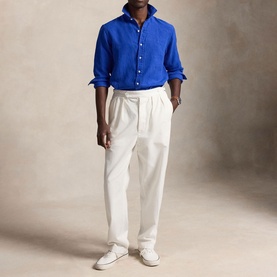 Pony Logo Slub Linen Casual Shirt