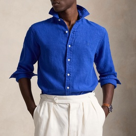 Pony Logo Slub Linen Casual Shirt