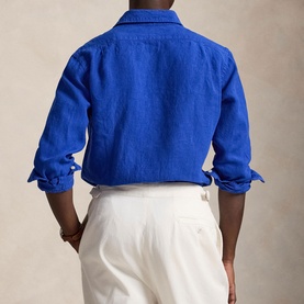 Pony Logo Slub Linen Casual Shirt