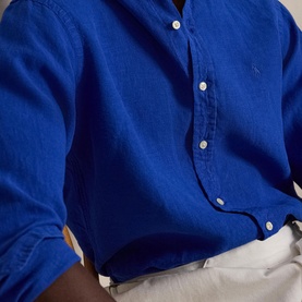 Pony Logo Slub Linen Casual Shirt