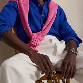 Pony Logo Slub Linen Casual Shirt