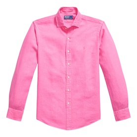 Pony Logo Slub Linen Casual Shirt