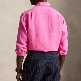 Pony Logo Slub Linen Casual Shirt