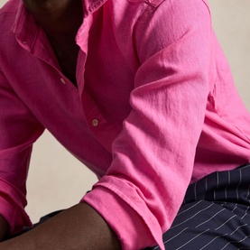 Pony Logo Slub Linen Casual Shirt