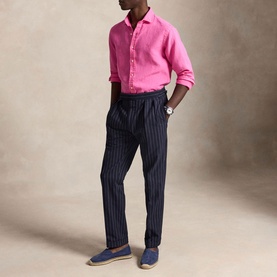 Pony Logo Slub Linen Casual Shirt