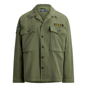 Logo Patch Herringbone Twill Overshirt