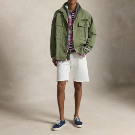 Logo Patch Herringbone Twill Overshirt