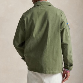 Logo Patch Herringbone Twill Overshirt