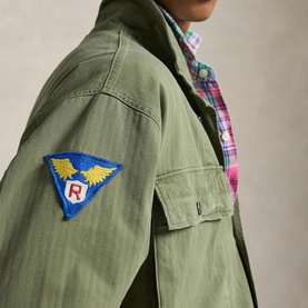 Logo Patch Herringbone Twill Overshirt