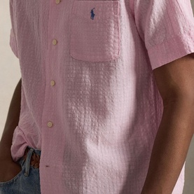Pony Logo Seersucker Casual Shirt