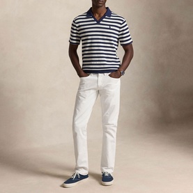 Striped Pointelle Polo Shirt
