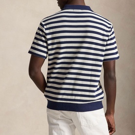 Striped Pointelle Polo Shirt