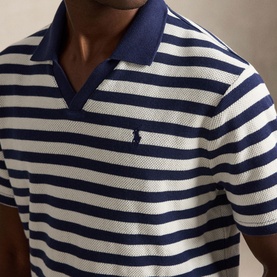 Striped Pointelle Polo Shirt