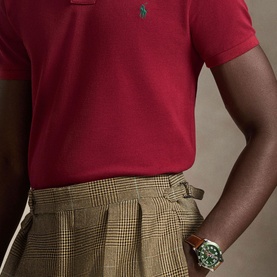 Polo Player Slim Fit Mesh Polo Shirt