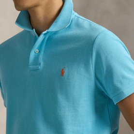 Polo Player Logo Slim Fit Mesh Polo Shirt