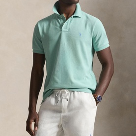 Polo Player Logo Slim Fit Mesh Polo Shirt