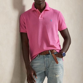 Polo Player Logo Slim Fit Mesh Polo Shirt
