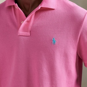 Polo Player Logo Slim Fit Mesh Polo Shirt