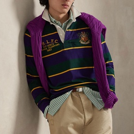 Crest Logo Striped Classic Fit Rugby Shirt
