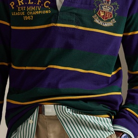 Crest Logo Striped Classic Fit Rugby Shirt