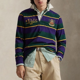 Crest Logo Striped Classic Fit Rugby Shirt