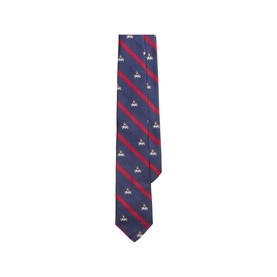Silk Repp Stiped Logo Club Narrow Tie
