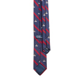 Silk Repp Stiped Logo Club Narrow Tie