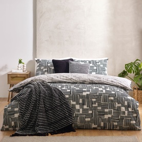 Blocks Duvet Set Black