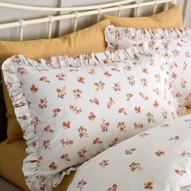 Frill Ditsy Floral Duvet Set Cream