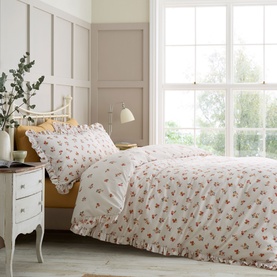 Frill Ditsy Floral Duvet Set Cream