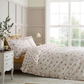 Frill Ditsy Floral Duvet Set Cream