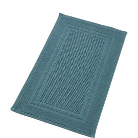 Christys Fina Bath Mat in Denim blue, 100% cotton with textured centre panel and double border detail
