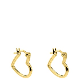 Juvi For Always Heart Huggie Earrings in gold-plated sterling silver, open heart-shaped hoops with hinge fastening