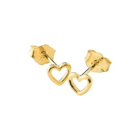 Juvi Forever Heart Stud Earrings in gold, open heart design, gold-plated sterling silver with butterfly backs