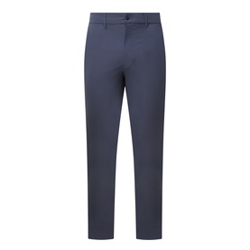 Calvin Klein Tech Stretch Slim-Leg Trousers in Dark Sapphire, slim mid-rise cut with belt loops, concealed fly and clean hems