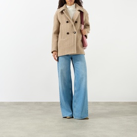 Fiby Pinstripe Double-Breasted Peacoat