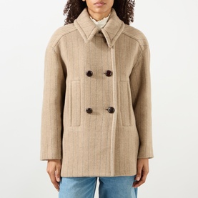 Fiby Pinstripe Double-Breasted Peacoat