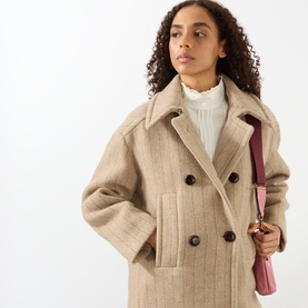 Fiby Pinstripe Double-Breasted Peacoat