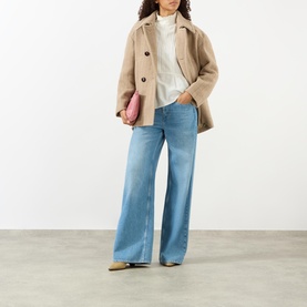 Fiby Pinstripe Double-Breasted Peacoat