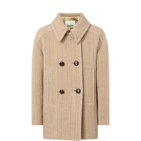 Fiby Pinstripe Double-Breasted Peacoat