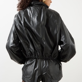 Neela Faux Leather Bomber Jacket