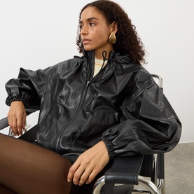 Neela Faux Leather Bomber Jacket