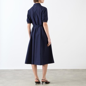 Zip Detail Belted Flared Dress
