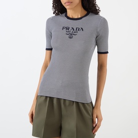 Logo Striped Silk Sweater