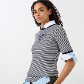Logo Striped Silk Sweater